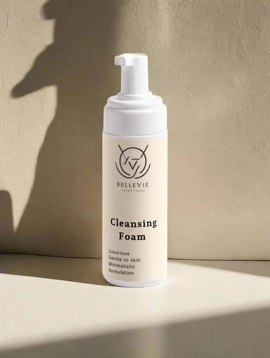 alt="Bellevie Cosmetic Cleansing Foam 150ml tube, deep cleanse for radiant skin with tea tree oil, vegan, cruelty-free"