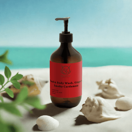 Belle Vie Smoky Cardamom Hand & Body Wash 490ml – invigorating ginger and cardamom formula for smooth, refreshed skin