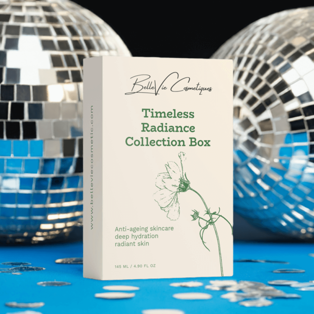 Luxury anti-ageing skincare gift set featuring serum, cream, and face mist for youthful radiance