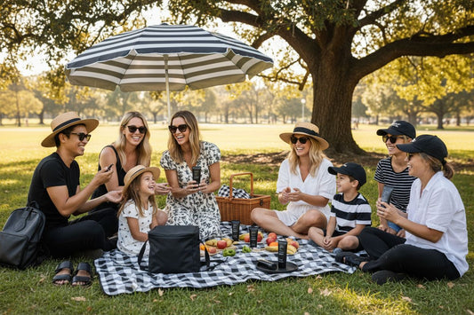 sun protection, sunscreen, family outdoors