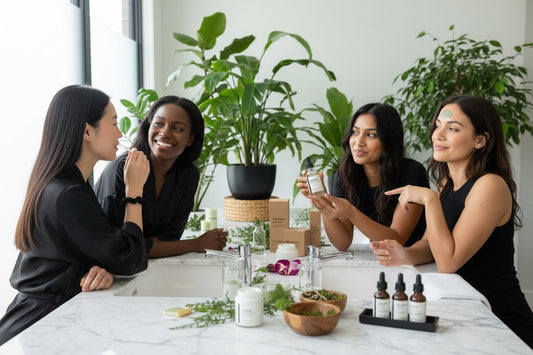 botanical skincare, natural beauty, diverse women
