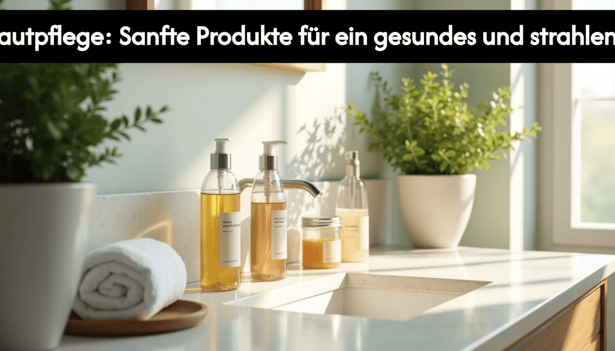 Organic skincare products on bathroom vanity