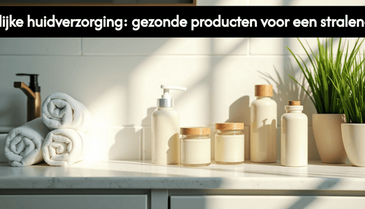 Organic skincare products on bathroom vanity
