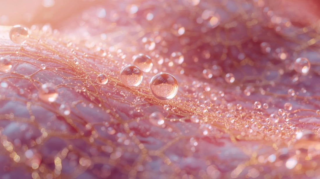 Microscopic view of exosomes signaling skin cell repair.