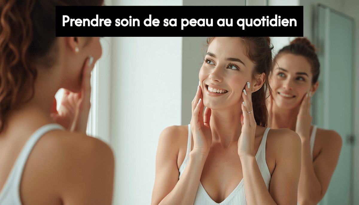 People practicing daily skincare at home