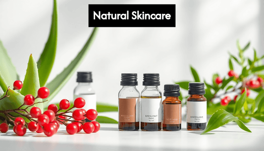 Natural skincare ingredients display