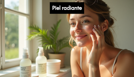 Woman applying herbal moisturizer in bright bathroom
