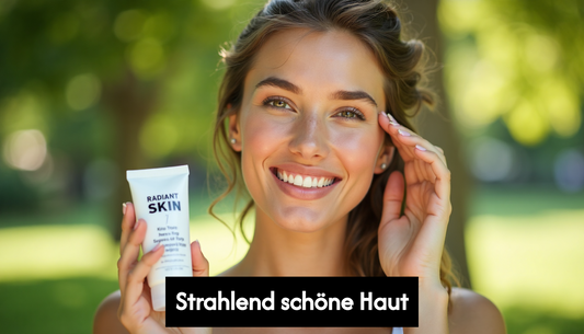 Woman applying sunscreen outdoors in park with sunlight
