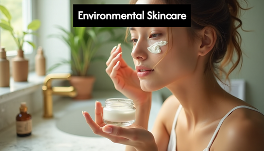 Woman using eco skincare in bright bathroom