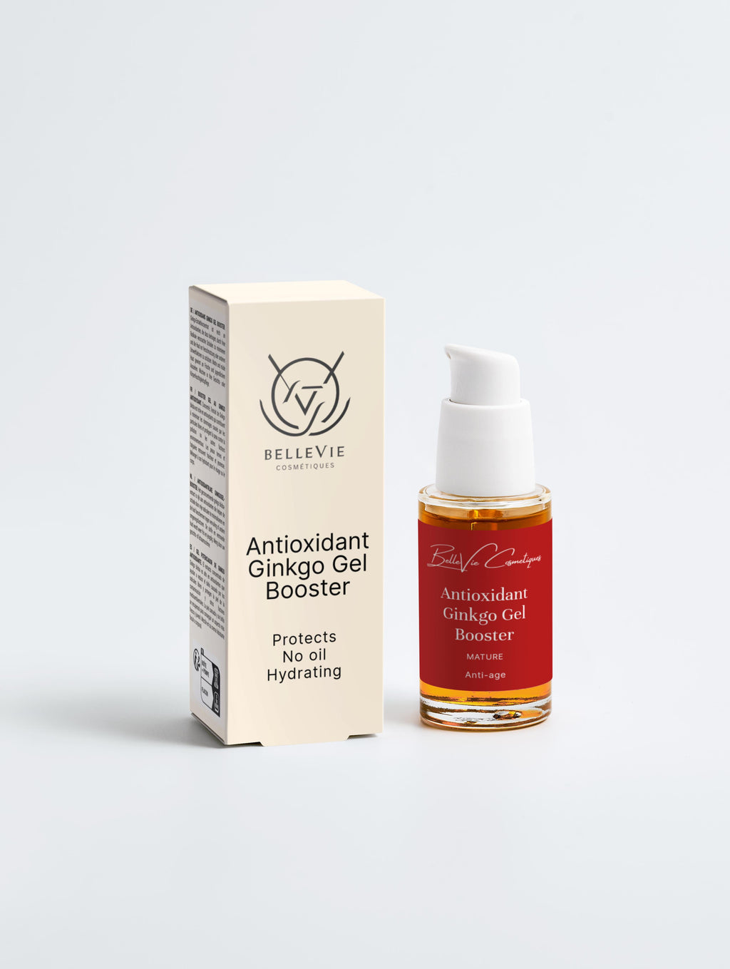 Antioxidant Ginkgo Gel Booster bottle and packaging on a white background