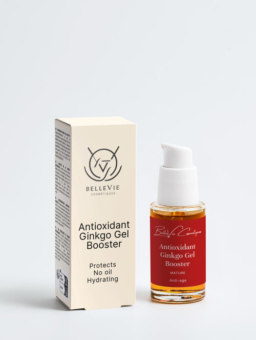 Antioxidant Ginkgo Gel Booster bottle and packaging on a white background