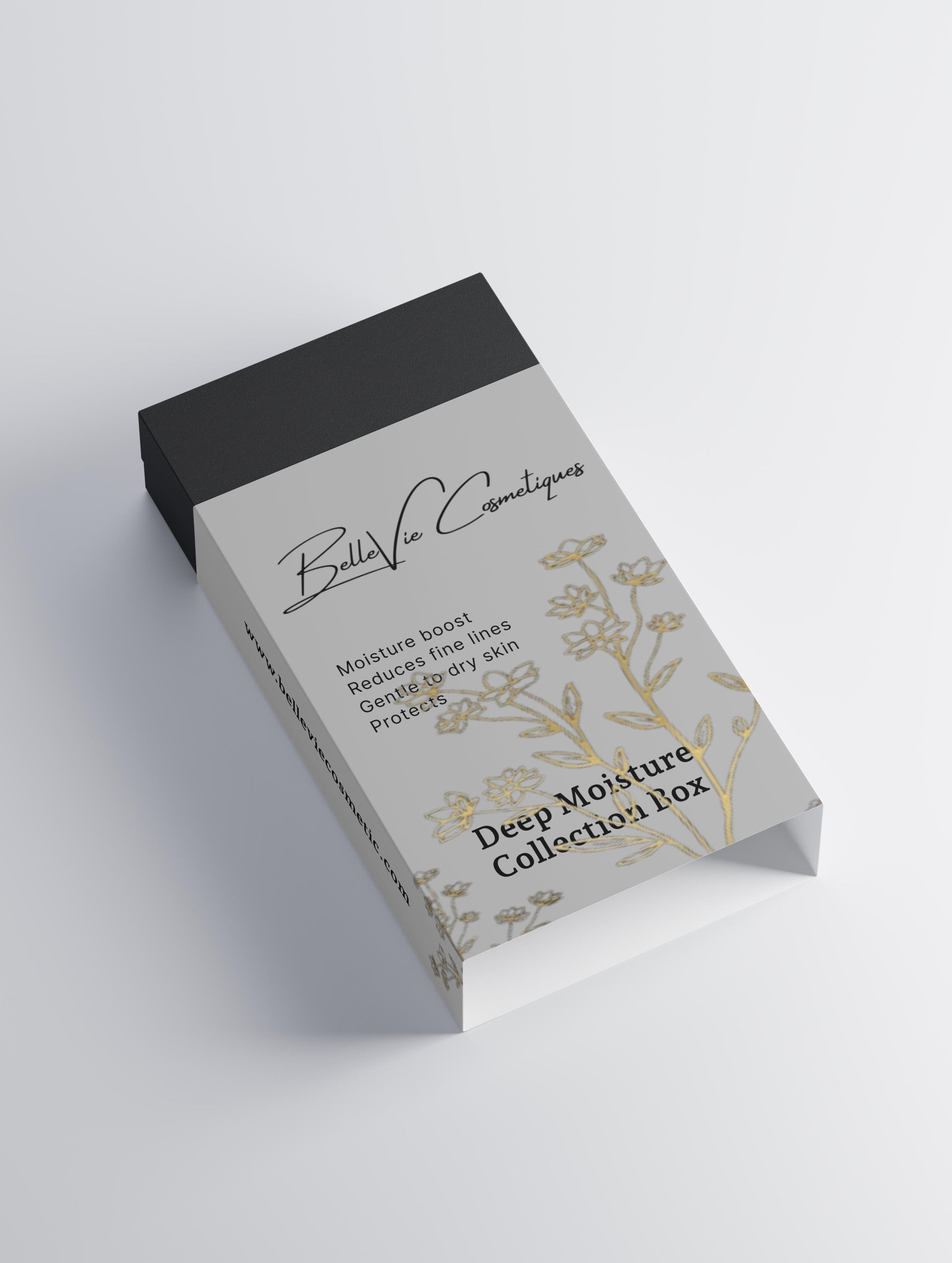 Deep Moisture Collection Box featuring nourishing cream, hydration gel, and brightening eye cream for hydrated skin.