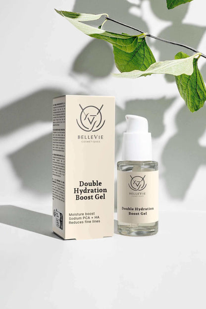 Hydra-Glow Collection Box - Included Sunscreen SPF30 Face & Body, Double Boost Hydration Gel, Brightening Eye Cream - BelleVie Cosmétiques