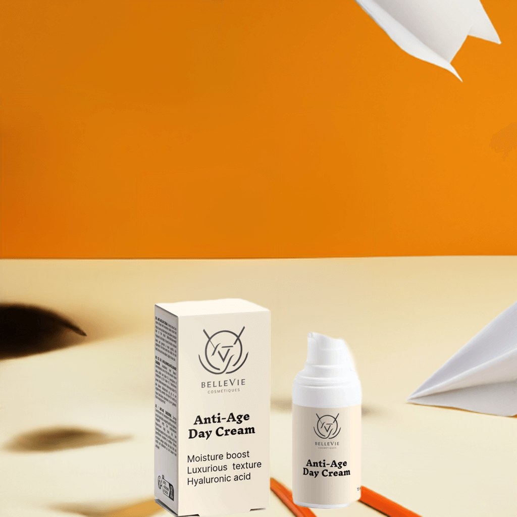 BelleVie Anti-Age Day Cream 15ml trial size with box – TSA-approved travel skincare, hyaluronic acid
