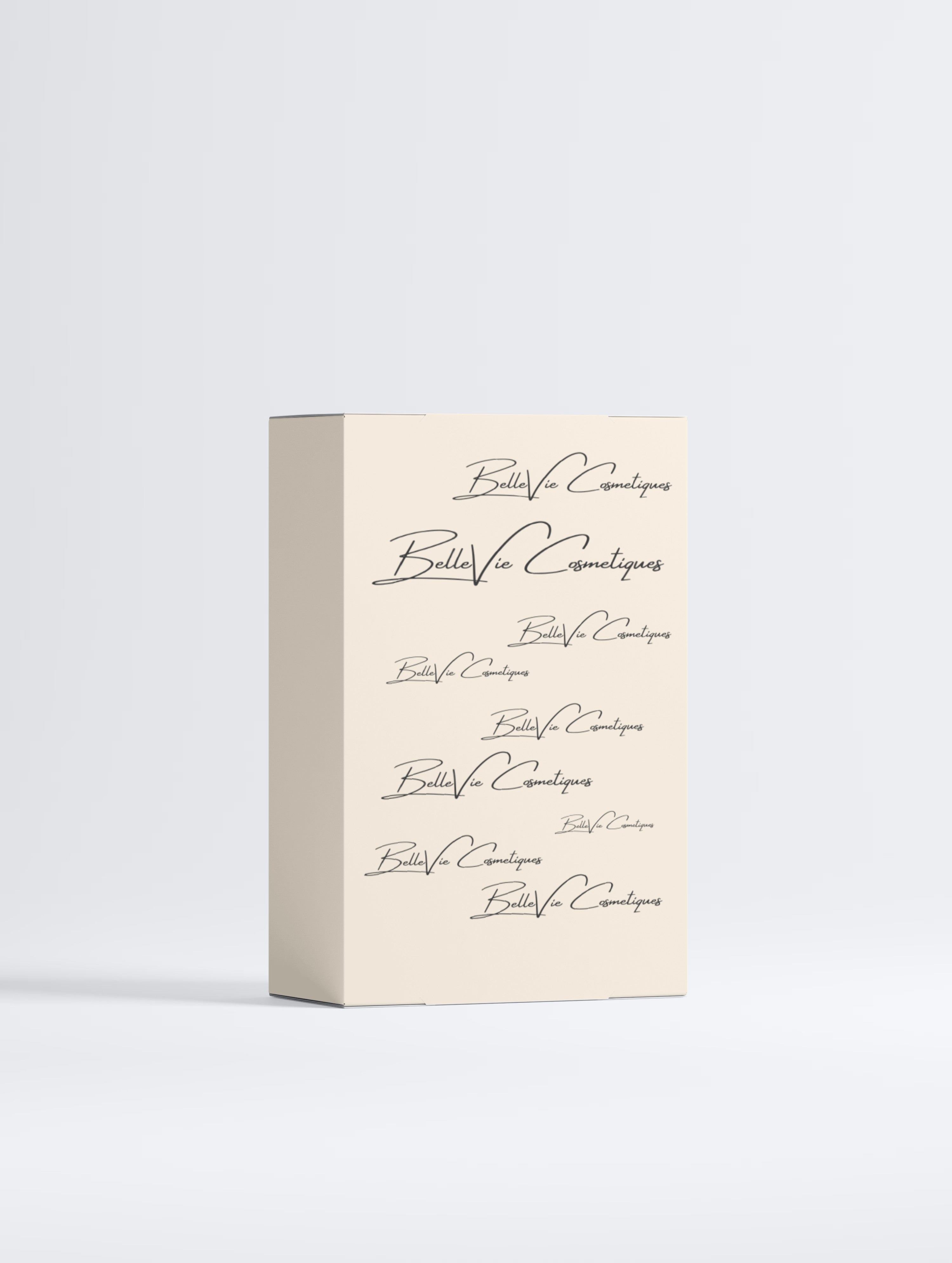 BelleVie Cosmétiques Ultimate Hydration Duo gift box side view on white background showing repeating brand signature pattern – premium vegan skincare gift set