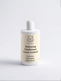 BelleVie Hydrating Conditioner Citrus Cocktail 370ml white pump bottle on light grey background, hydrates, detangles, adds shine, vegan, silicone-free, best conditioner for dry ends and fine hair