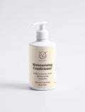 BelleVie Moisturising Conditioner 300ml white pump bottle on white background, helps fix dry ends, moisturising, smooths, natural certified, nut free, best conditioner for dry damaged hair