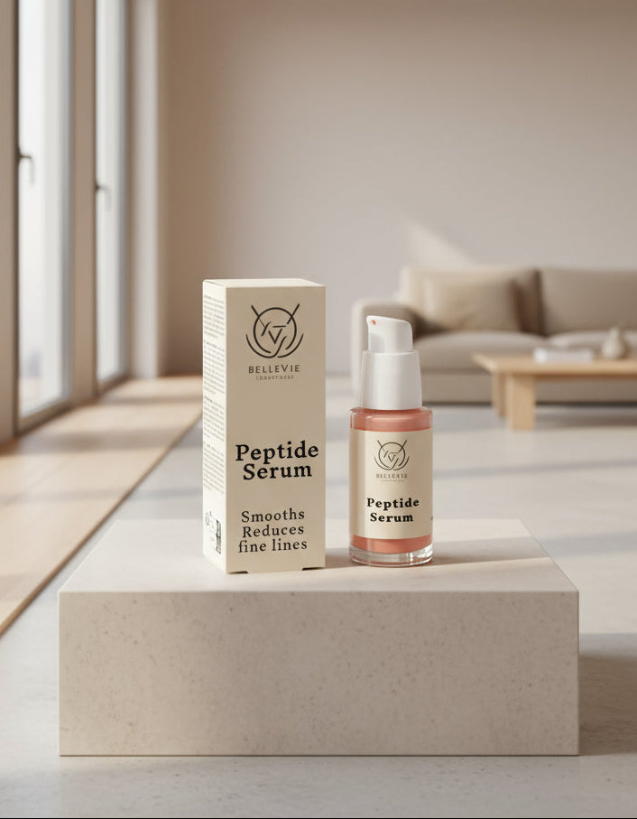 BelleVie Peptide Anti-Aging Serum 30ml - best anti-aging serum for mature skin UK and USA, cruelty-free, no silicones, no parabens