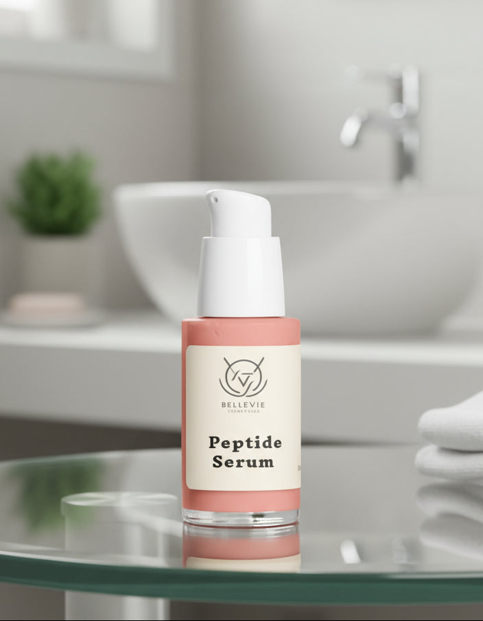 BelleVie Peptide Anti-Aging Serum 30ml - visibly smooths fine lines and firms skin with Hexapeptide-11 and Dipalmitoyl Hydroxyproline