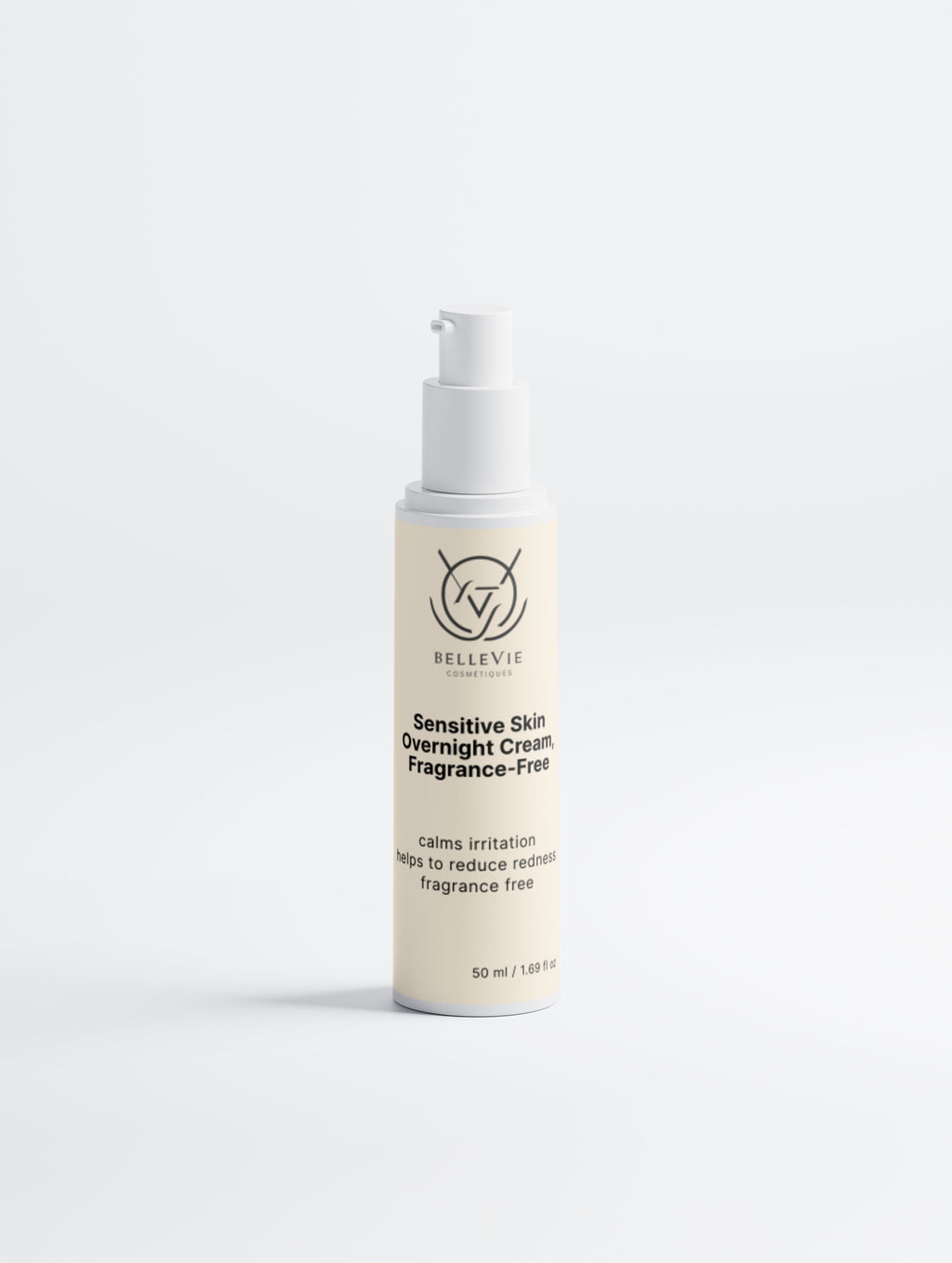 BelleVie fragrance-free night cream with Aloe Vera and Hyaluronic Acid – vegan, EU-made for sensitive & rosacea-prone skin