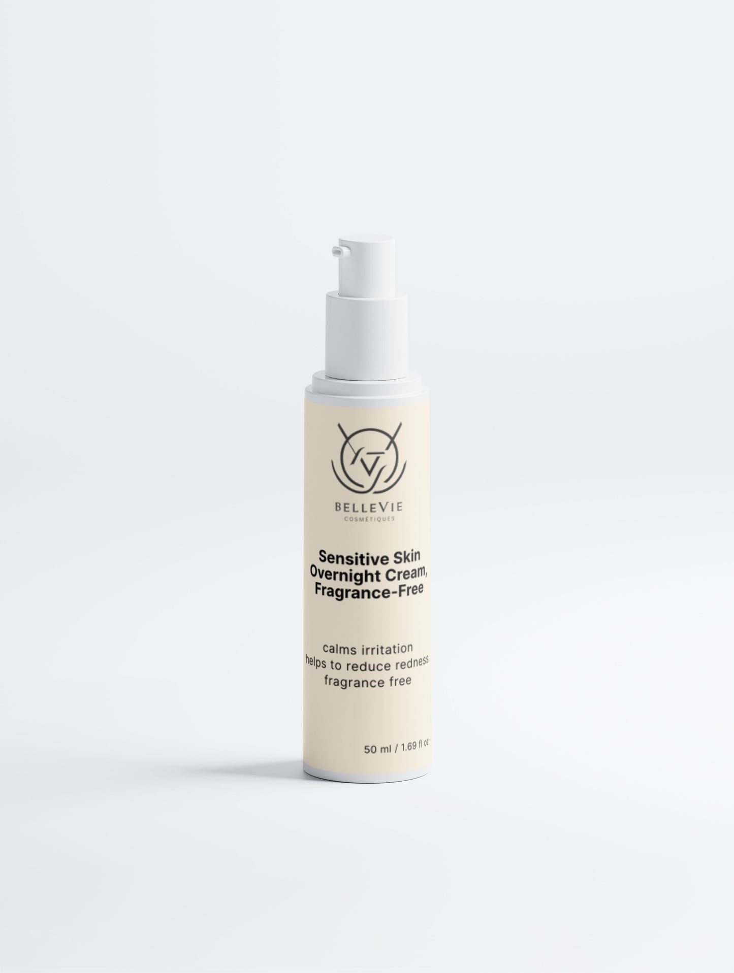 BelleVie fragrance-free night cream with Aloe Vera and Hyaluronic Acid – vegan, EU-made for sensitive & rosacea-prone skin