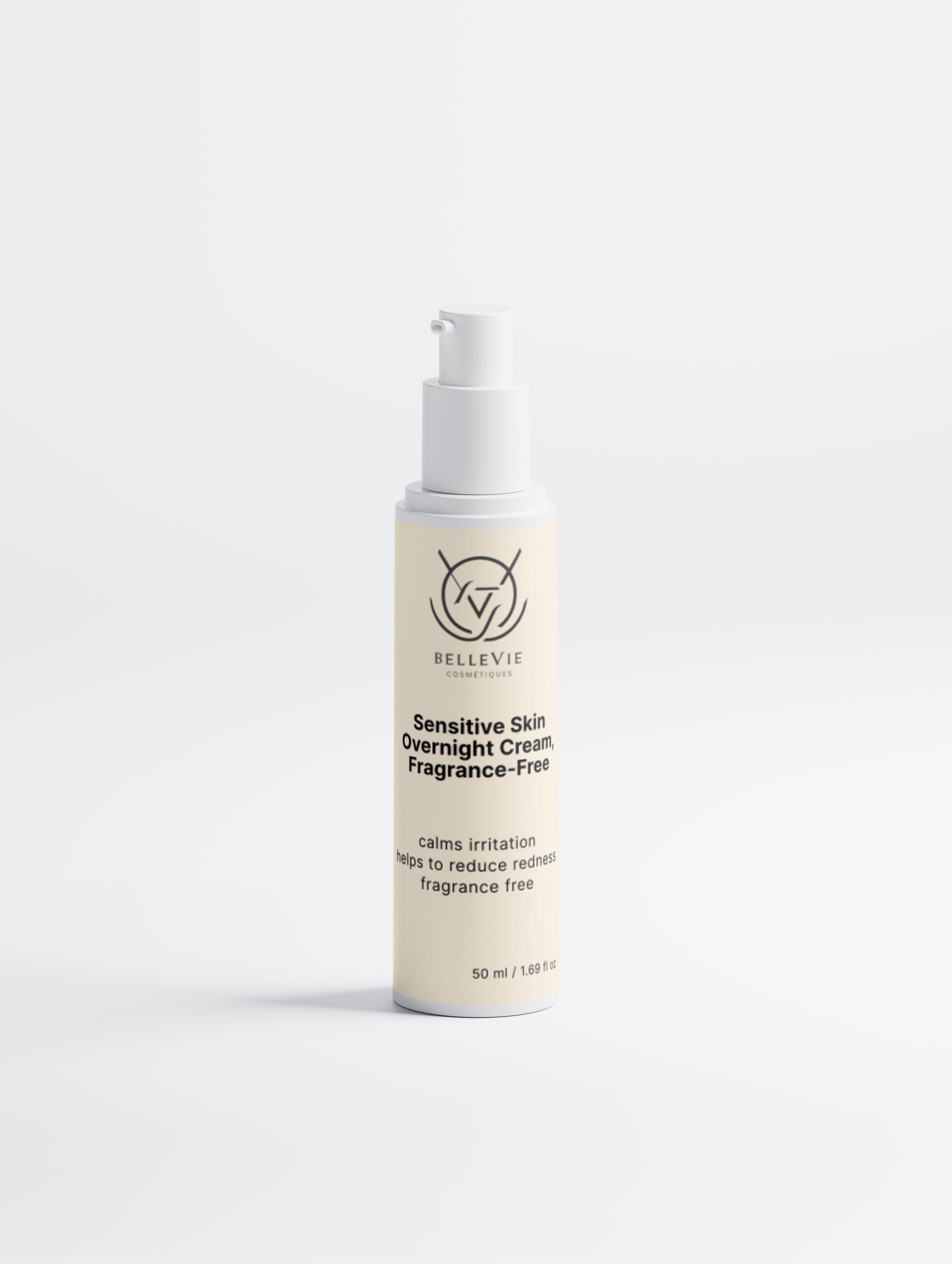 BelleVie fragrance-free night cream with Aloe Vera and Hyaluronic Acid – vegan, EU-made for sensitive & rosacea-prone skin