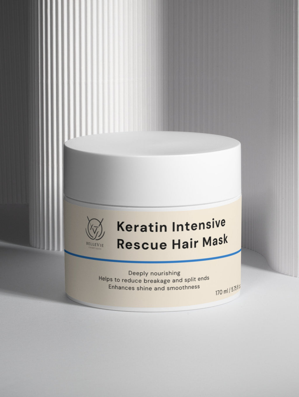 BelleVie keratin hair mask with hydrolyzed keratin, wheat protein and shea butter – vegan, natural certified, EU-made