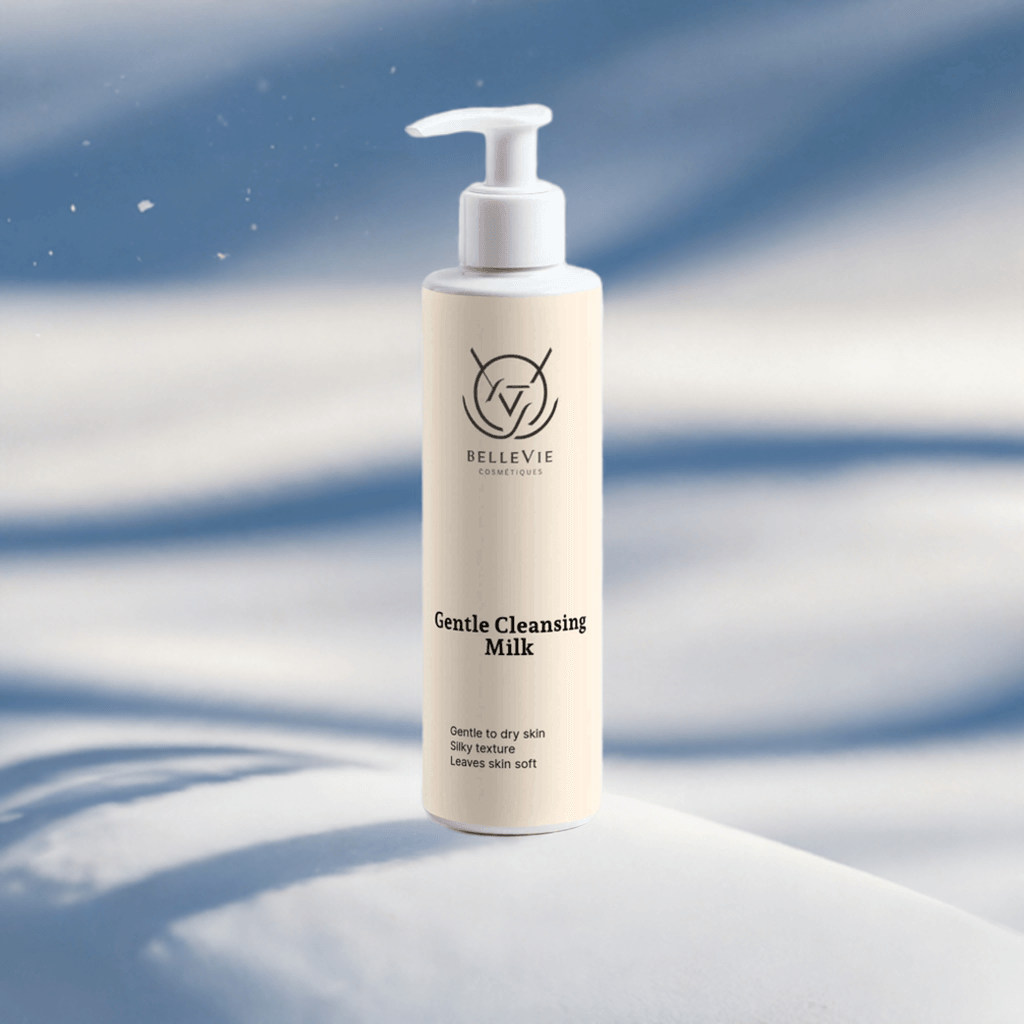 BelleVie milk cleanser for mature skin - multi-benefit formula, clean beauty, no microplastics, recyclable packaging, cruelty-free