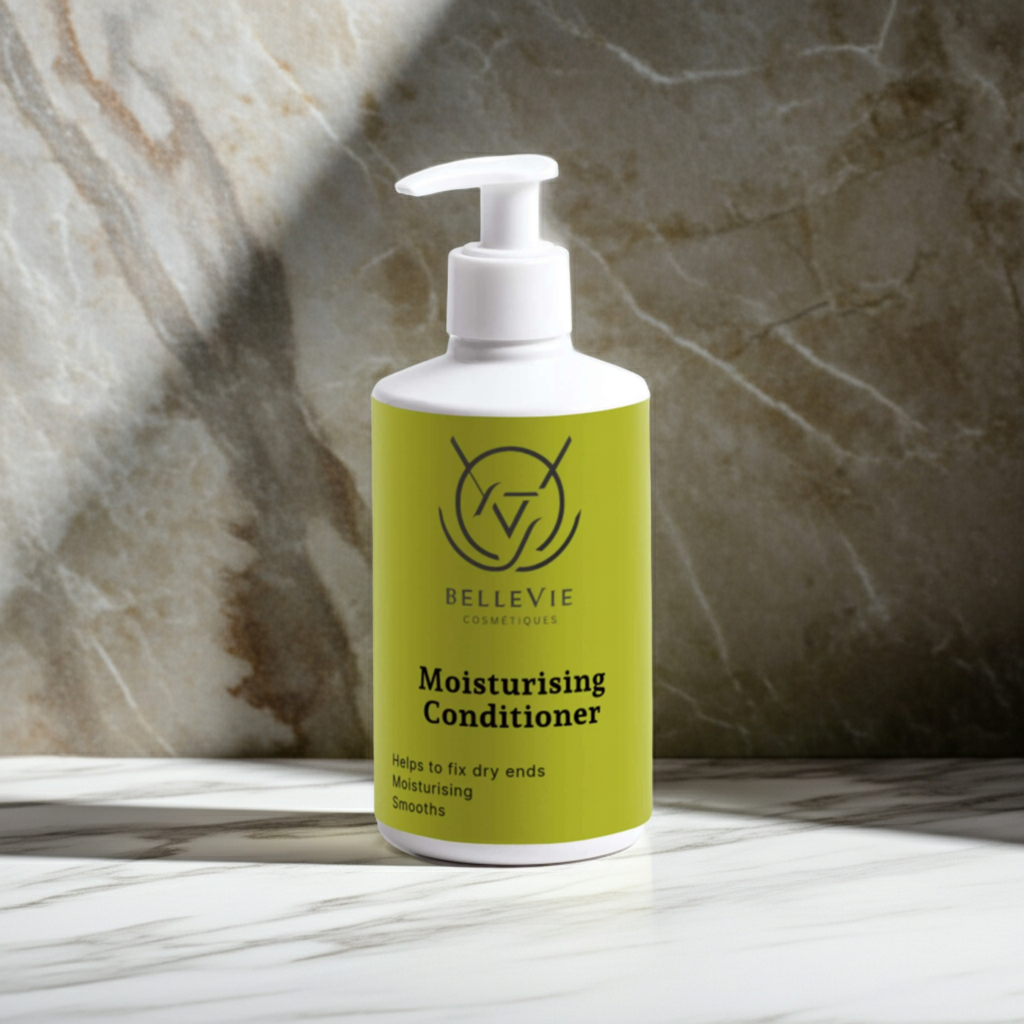 BelleVie nourishing conditioner designed to reduce frizz and boost hair softness