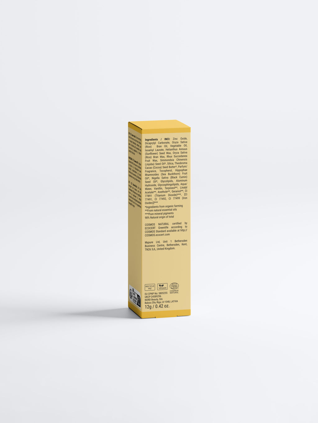 BelleVie tinted CC cream SPF30 stick in Tan shade – vegan, EU-made with cocoa butter and sea buckthorn oil