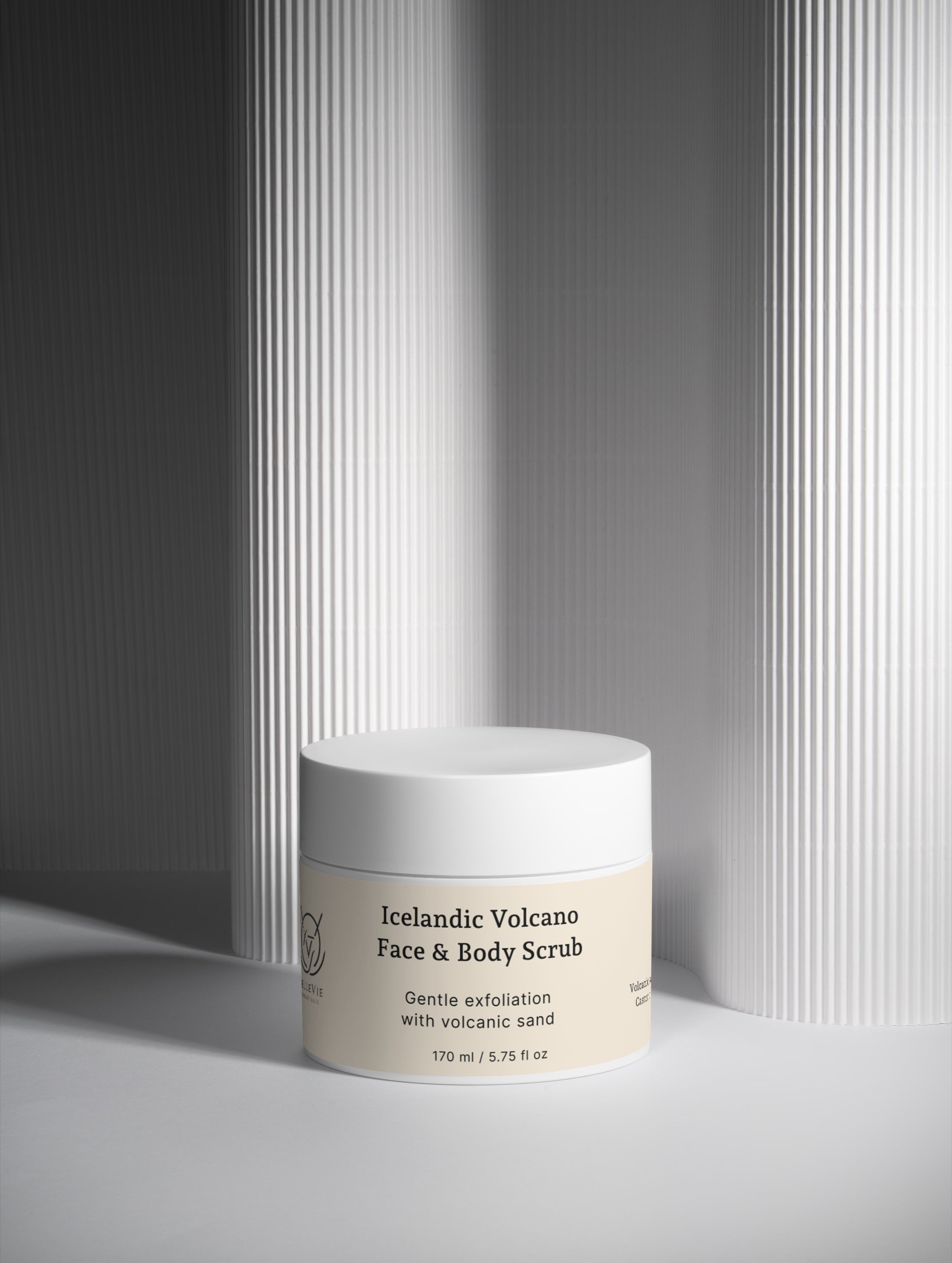 BelleVie volcanic sand scrub with blueberry, cloudberry and raspberry organic extracts – vegan, EU-made face and body exfoliator
