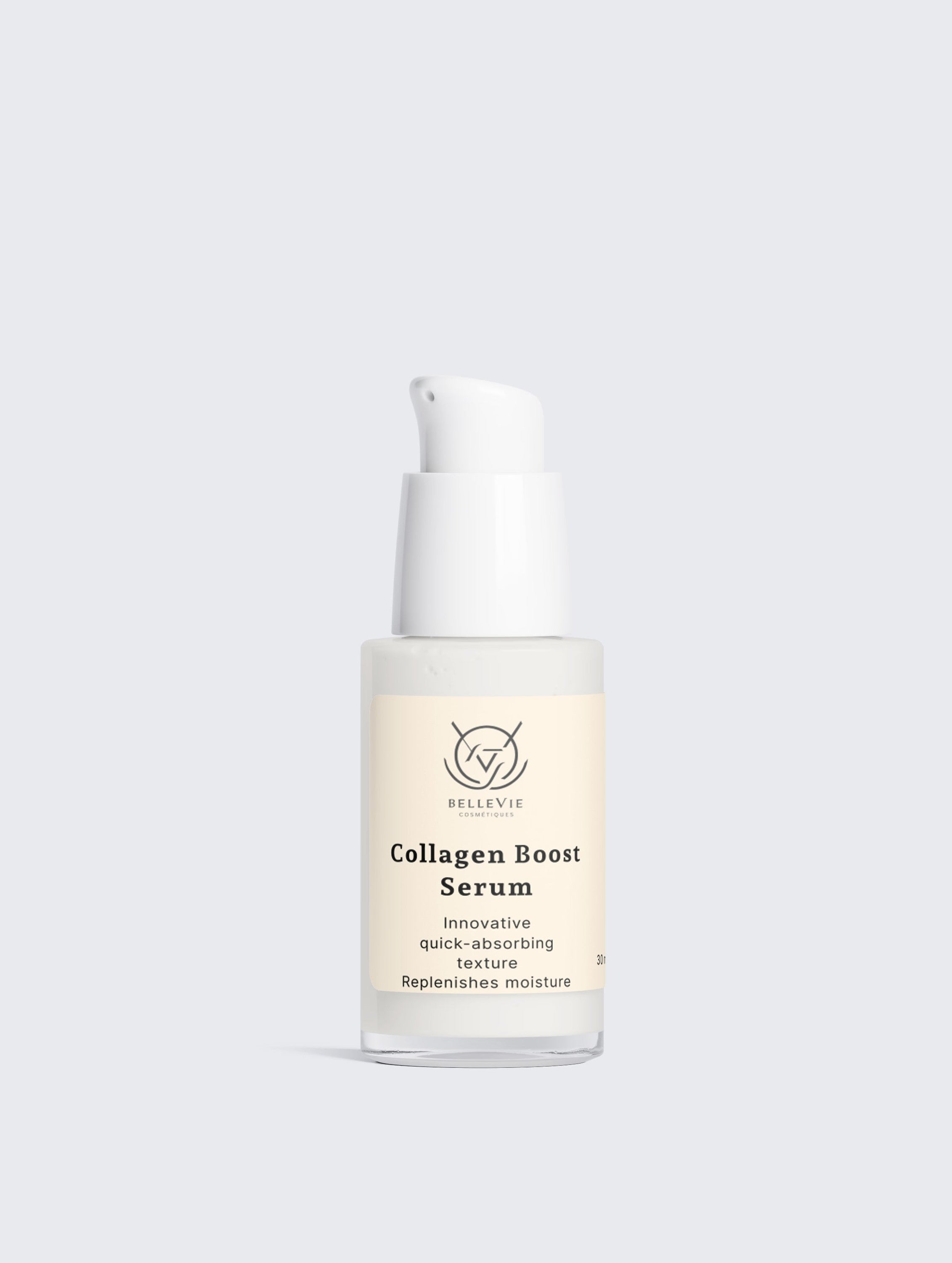 Best collagen serum for mature skin UK and USA - BelleVie 30ml with sunflower oil and hyaluronic acid, cruelty-free, no silicones