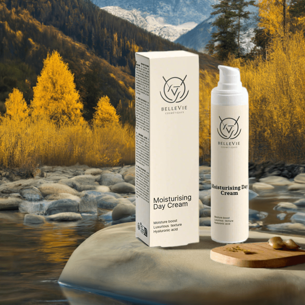 Best day cream for dry skin UK and USA - BelleVie 50ml, antioxidant protection, no silicones, no microplastics, cruelty-free