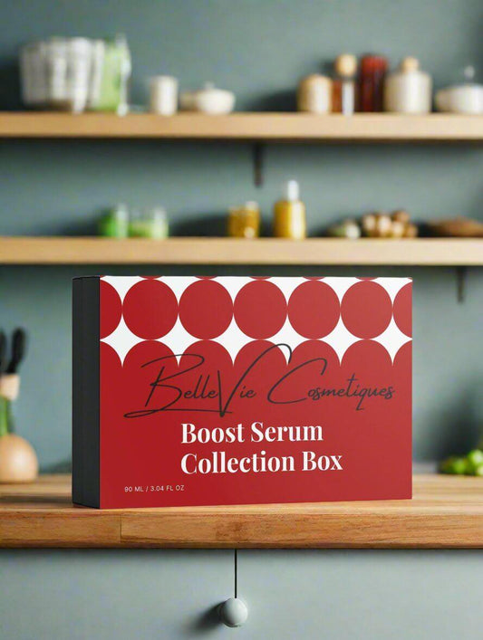 Boost Serum Collection Box - Collagen Boost Serum, Botox-Like Peptide Serum, Natural Retinol-Alternative Oil Serum - BelleVie Cosmétiques