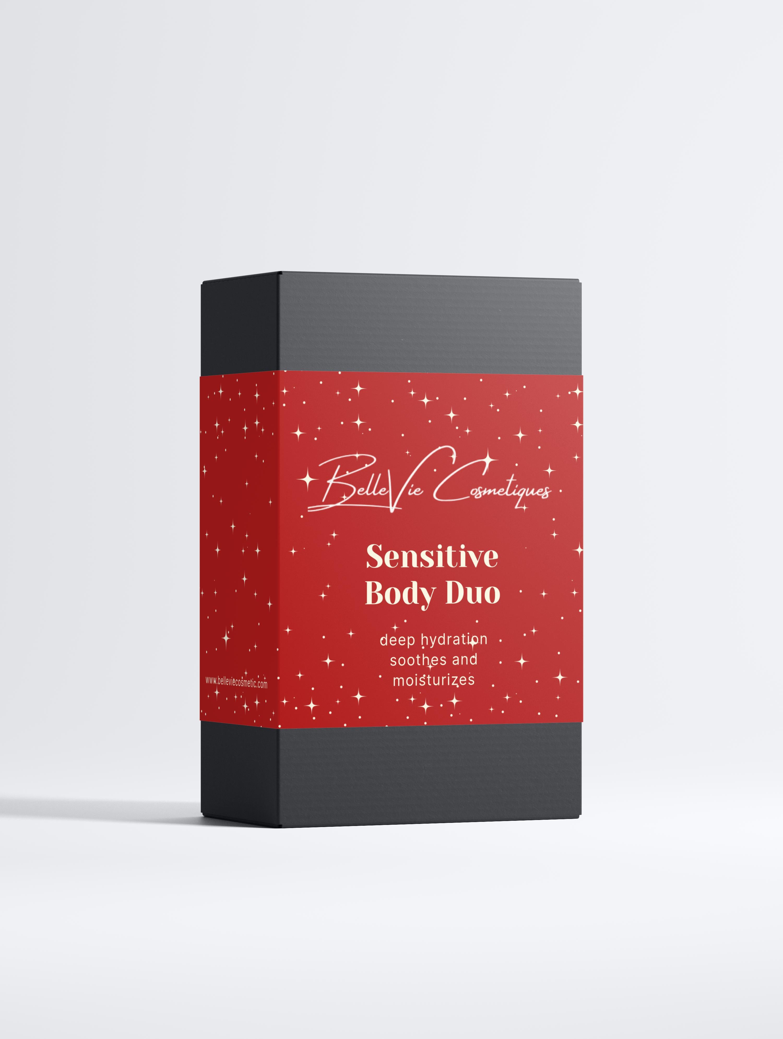 Box of Bellevie Cosmétiques Sensitive Body Duo on a light gray background