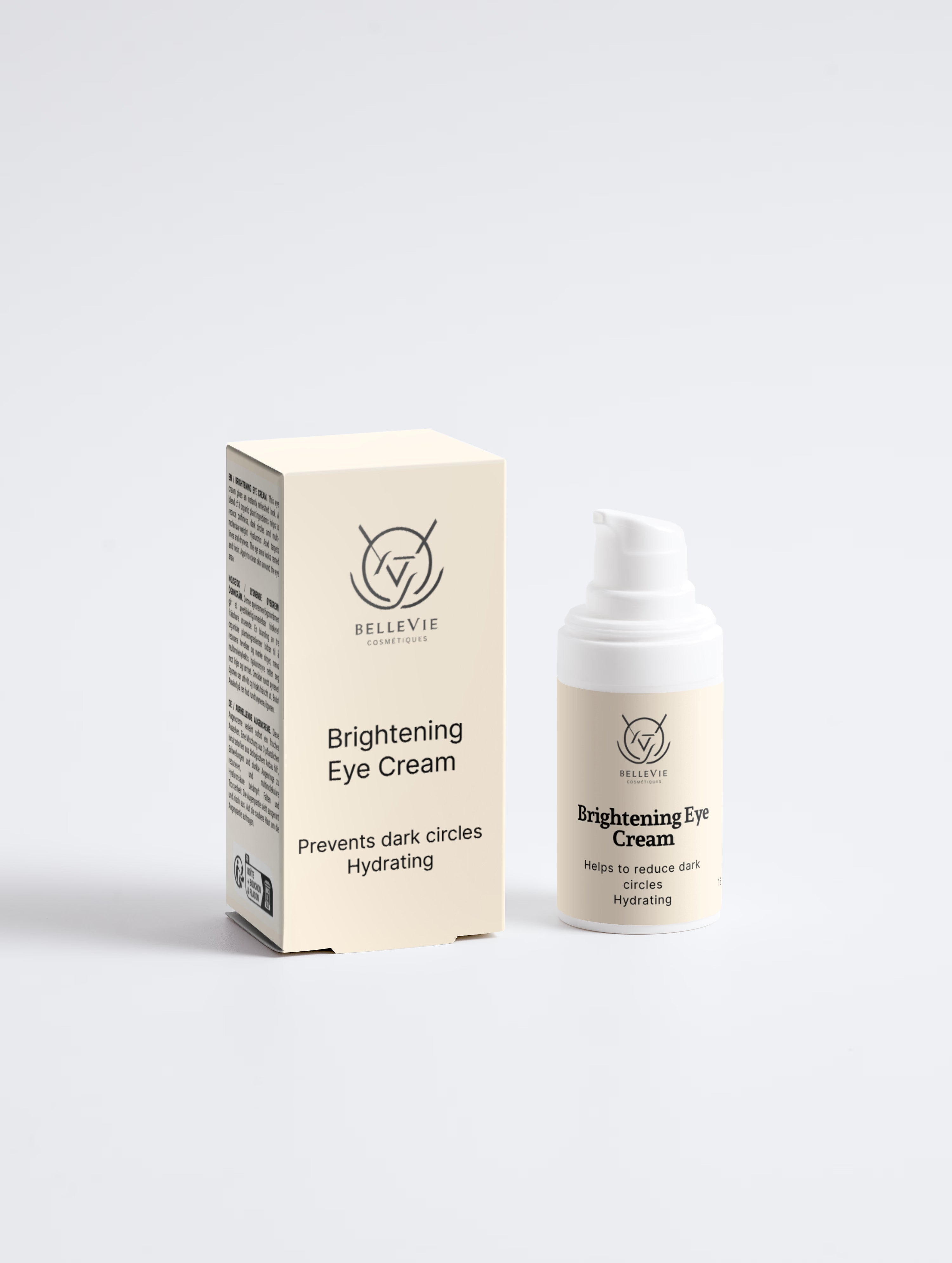 Brightening Eye Cream 15ml by BelleVie - ginkgo biloba and horse chestnut eye cream for dark circles and puffiness, all skin types