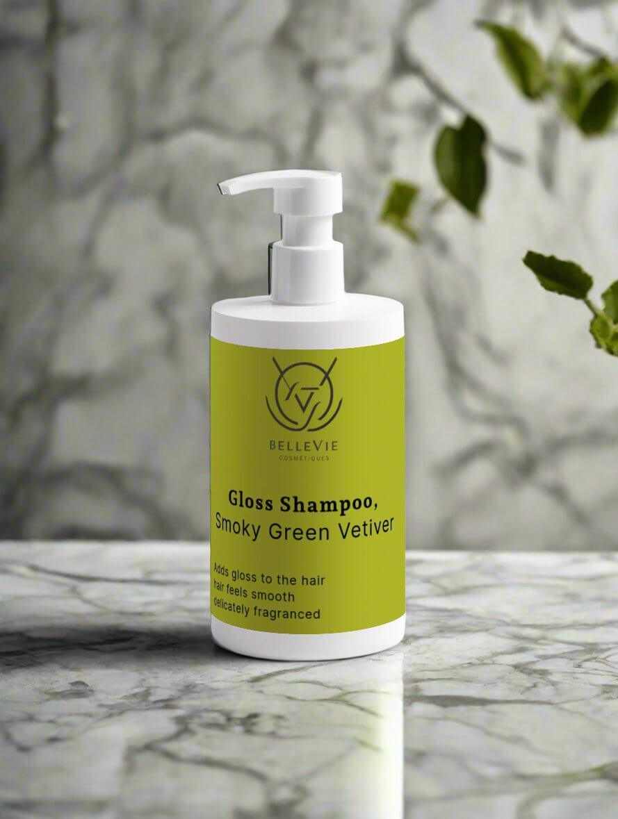 Haircare routine with nourishing vetiver-infused shampoo