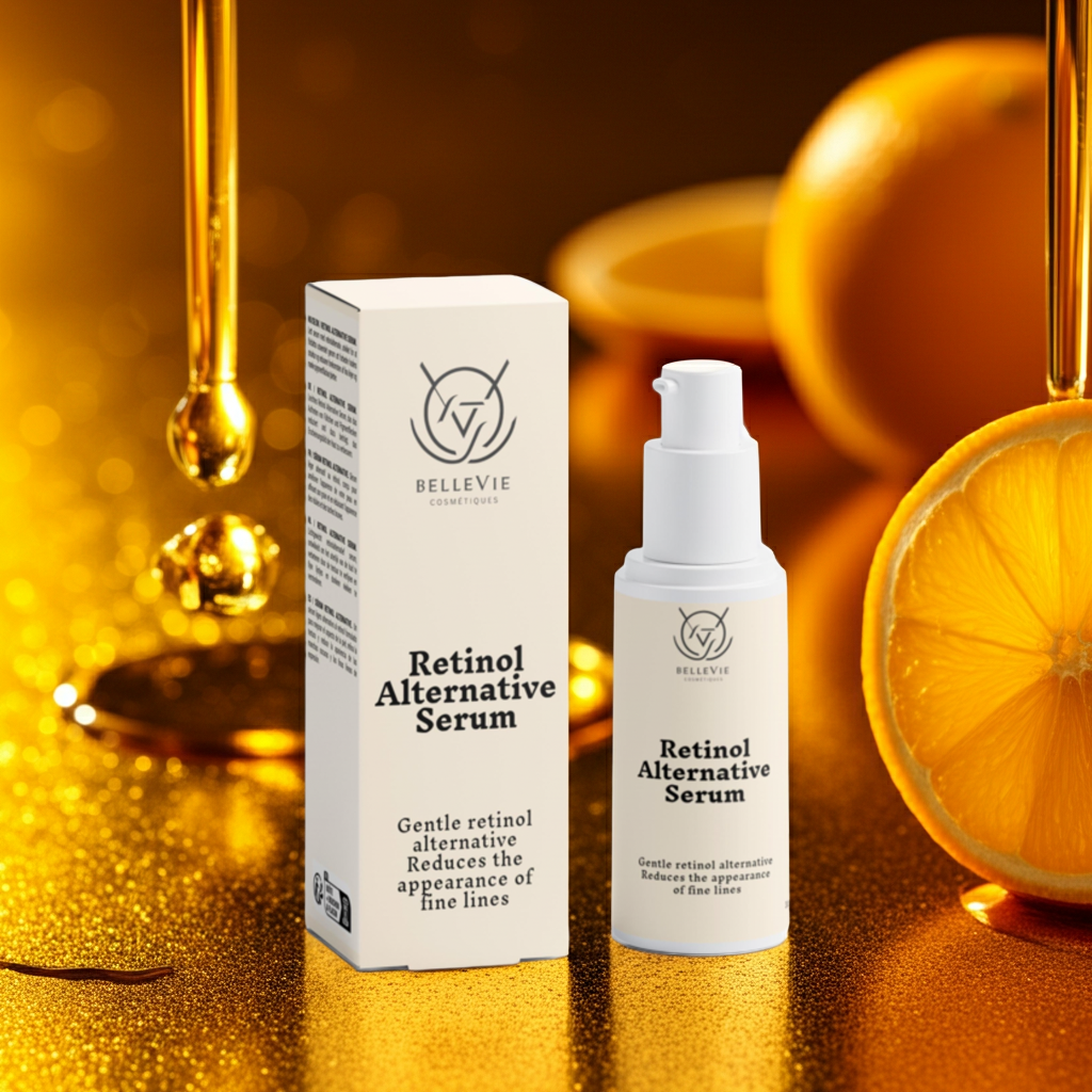 BelleVie Retinol Alternative Serum 30ml bottle with Bidens Pilosa extract for anti-aging