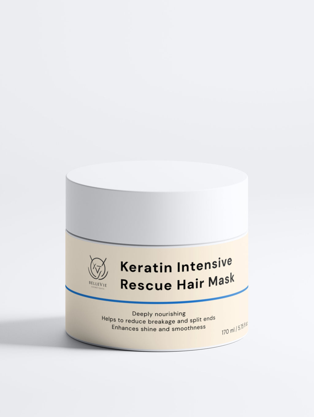 Keratin Intensive Rescue Hair Mask 170ml – deep conditioning treatment for damaged, dry and frizzy hair by BelleVie