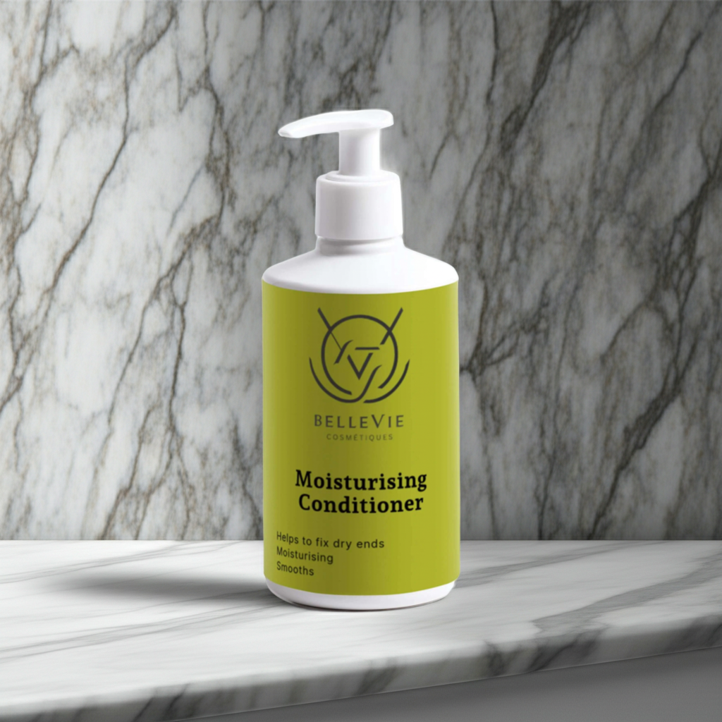Moisture-rich hair conditioner with natural, organic ingredients for healthy shine