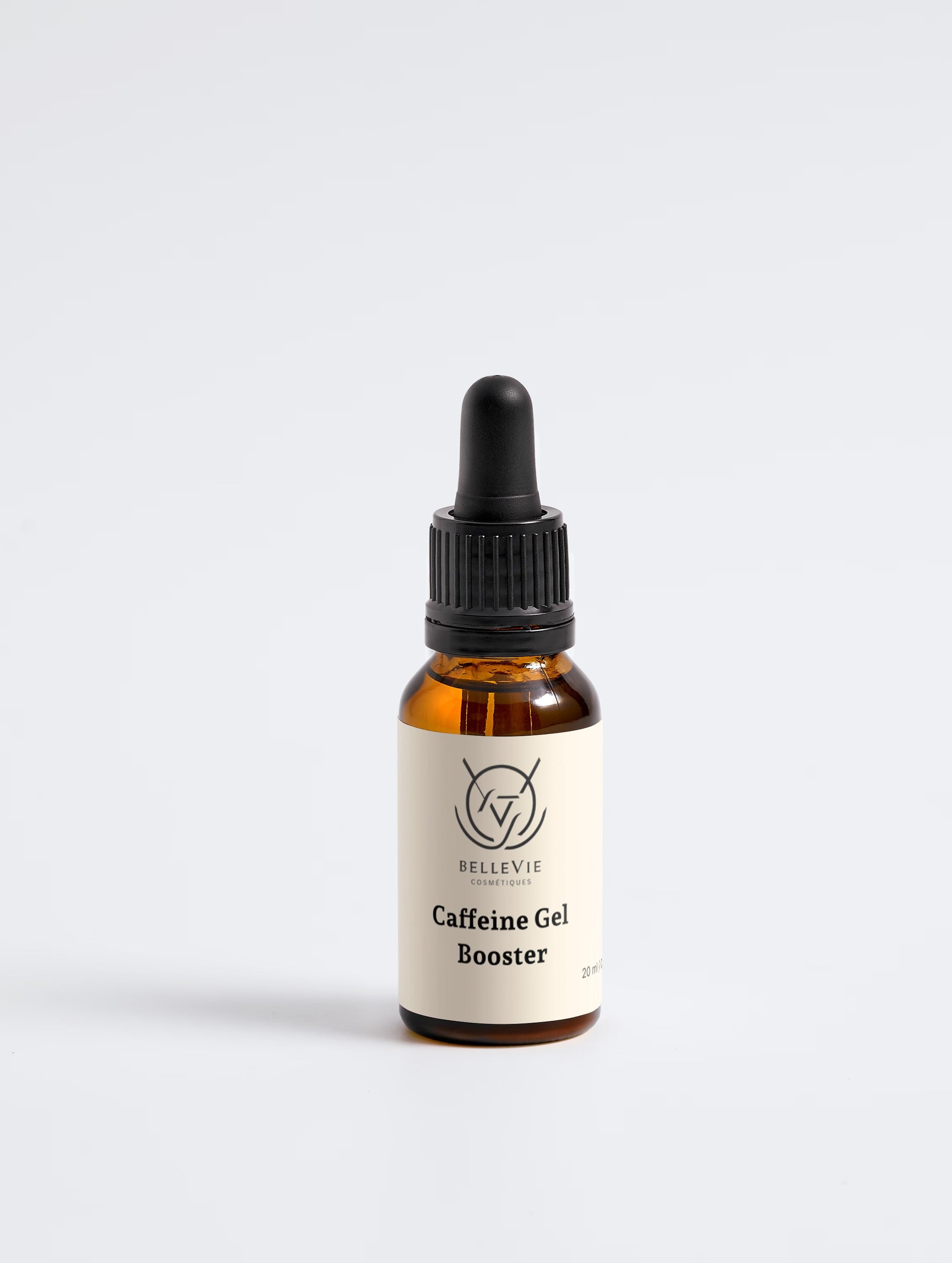 Bottle of essential oil with a dropper on a white background