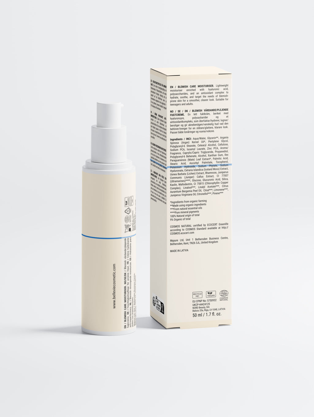 Natural blemish moisturiser 50ml – oil-free hydration for blemish-prone and combination skin, cruelty-free