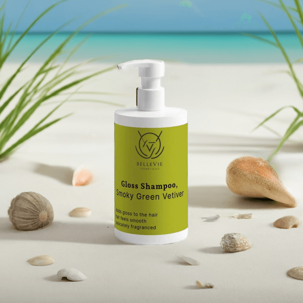 Natural gloss shampoo with vetiver scent in modern packaging