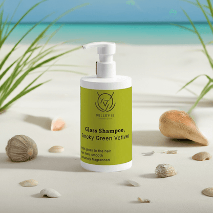 Natural gloss shampoo with vetiver scent in modern packaging