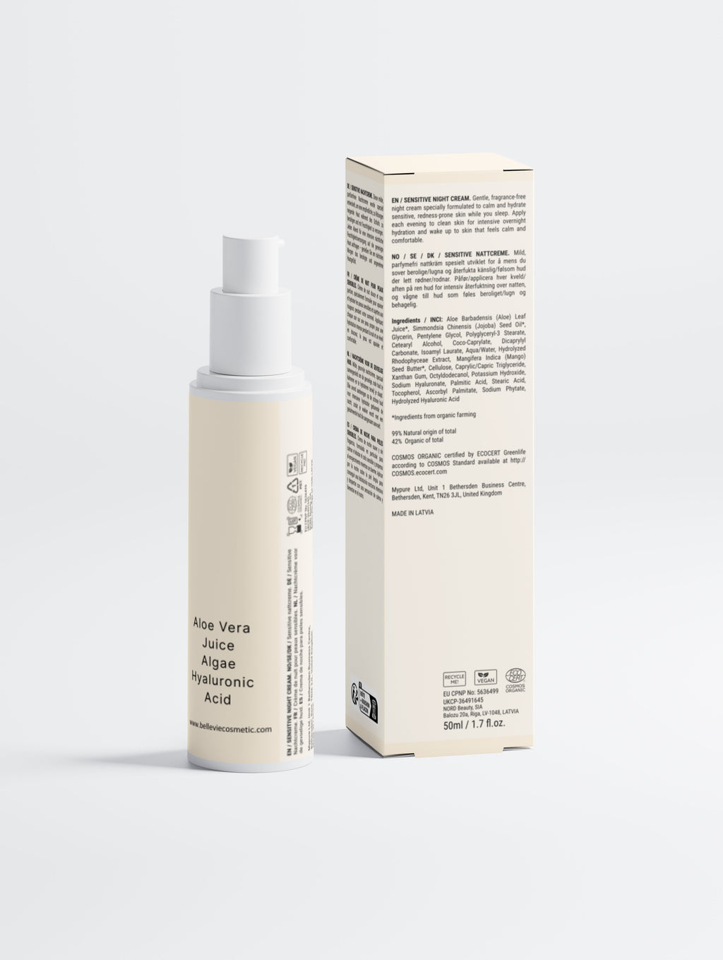 Natural overnight cream 50ml for sensitive, eczema-prone and dry skin – cruelty-free, no fragrance, no essential oils