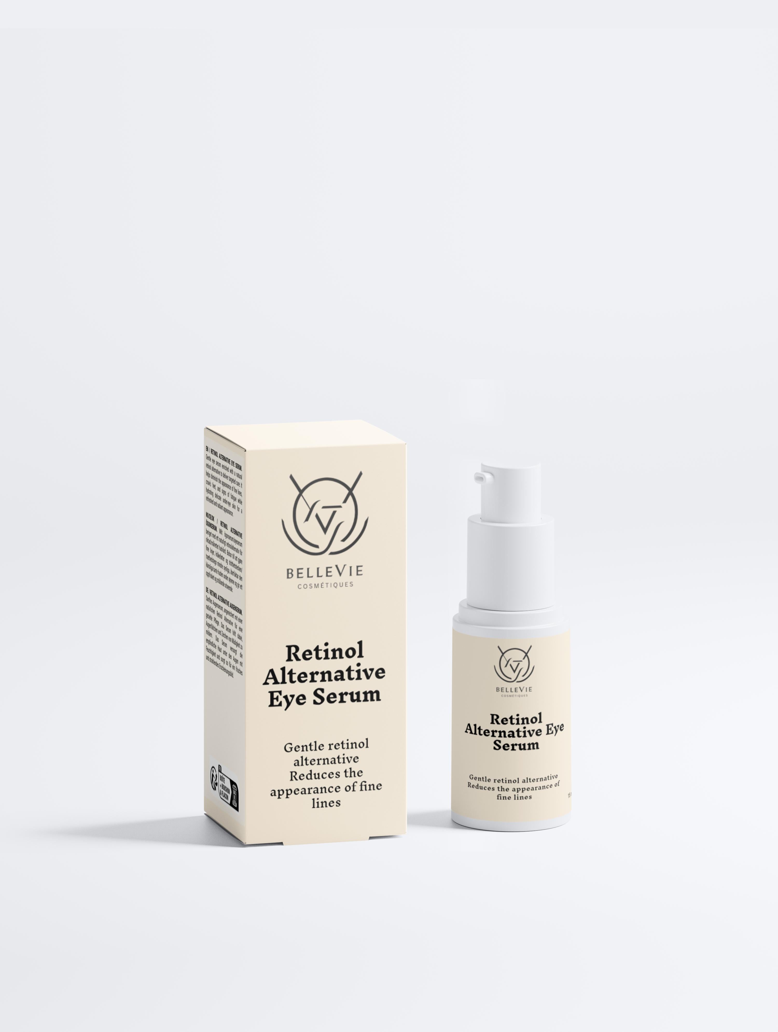 Retinol Alternative Eye Serum packaging with box on a white background