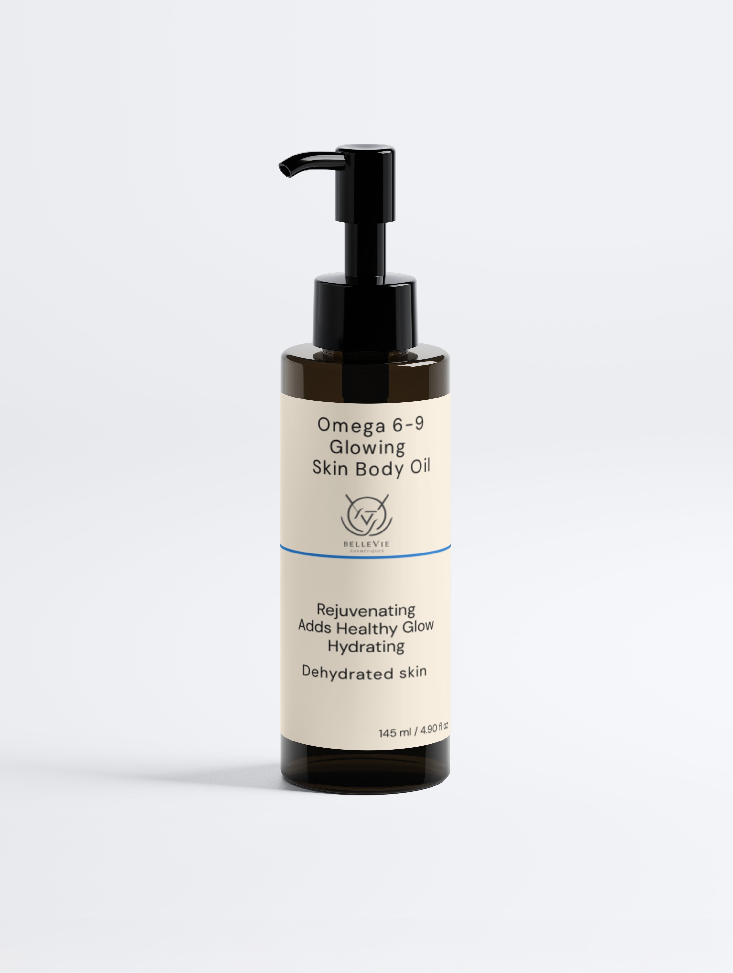 Omega 6-9 Glowing Skin Body Oil 145ml – fast-absorbing dry body oil with argan, rosehip and jojoba for radiant skin by BelleVie