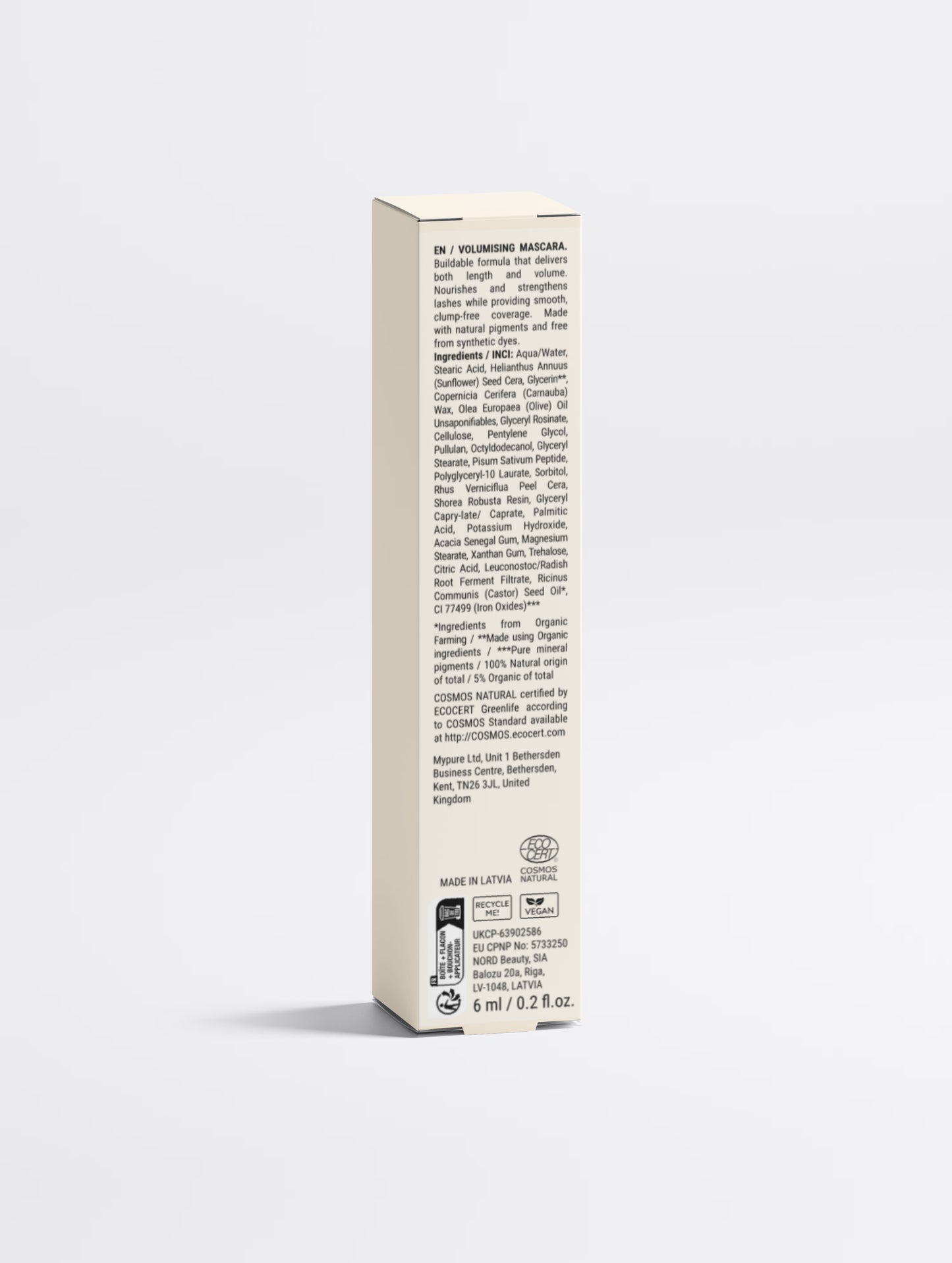Peptide mascara for longer fuller lashes – vegan nut-free buildable formula by BelleVie