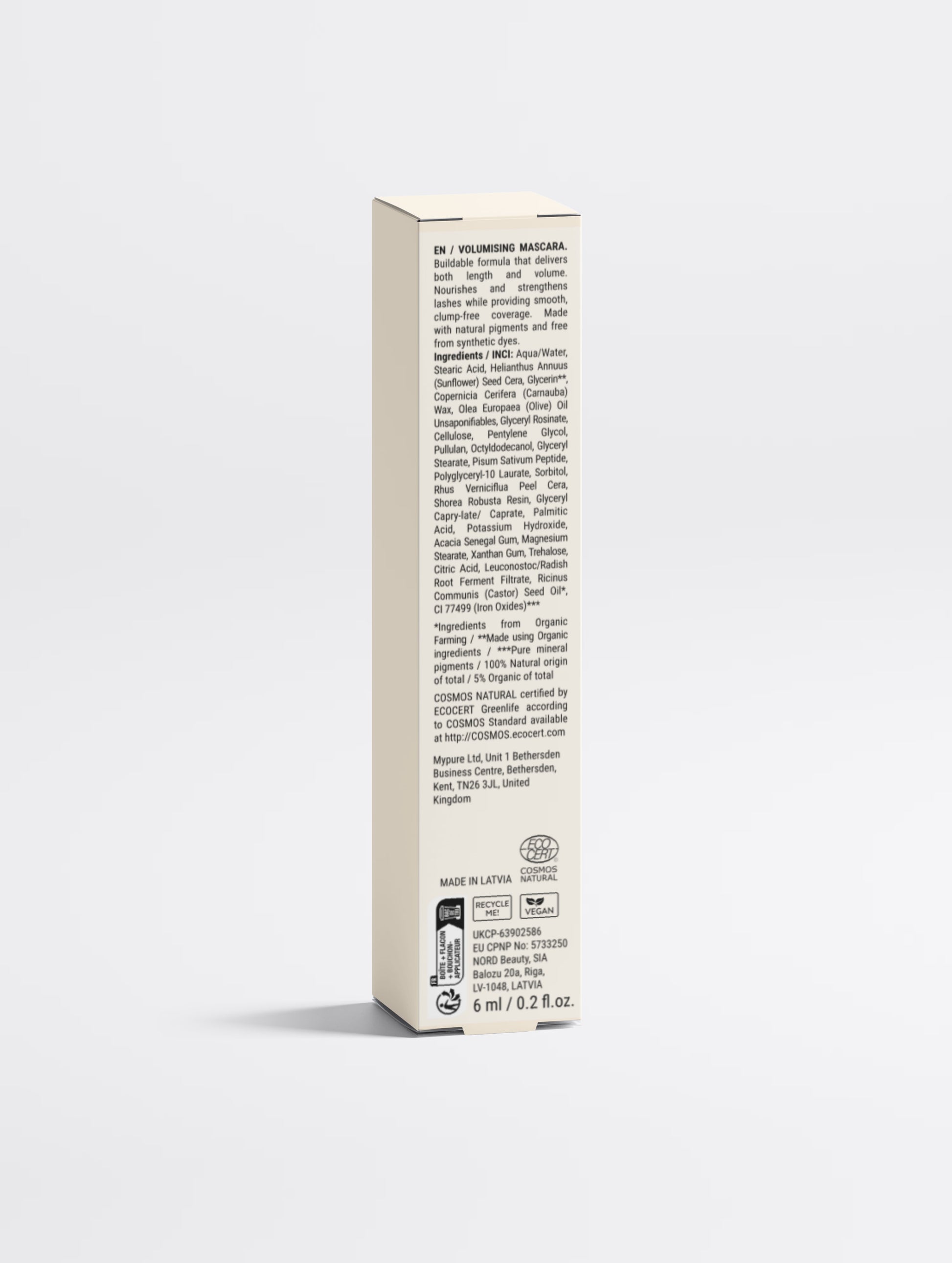 Peptide mascara for longer fuller lashes – vegan nut-free buildable formula by BelleVie