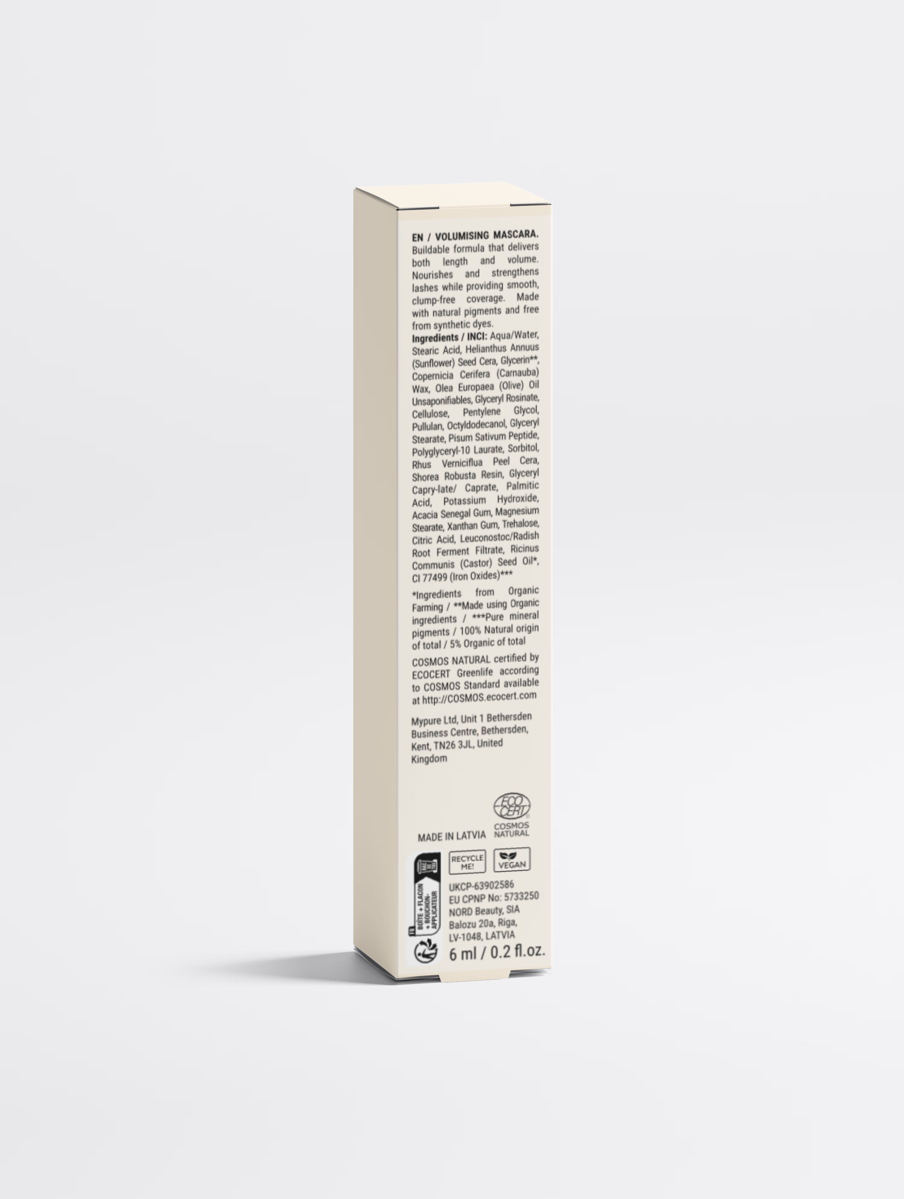Peptide mascara for longer fuller lashes – vegan nut-free buildable formula by BelleVie